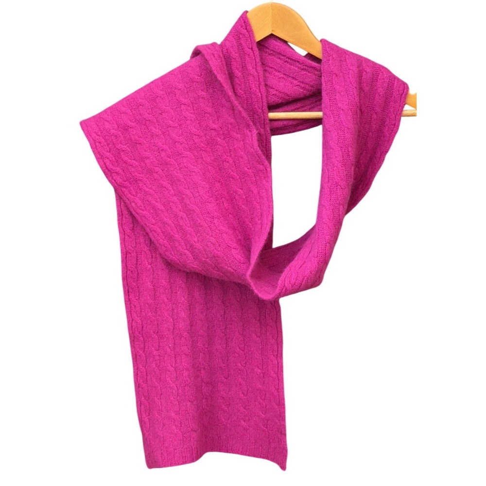Vintage Italian Made Lambswool Angora Scarf Magenta Pink Cable Knit Barbiecore